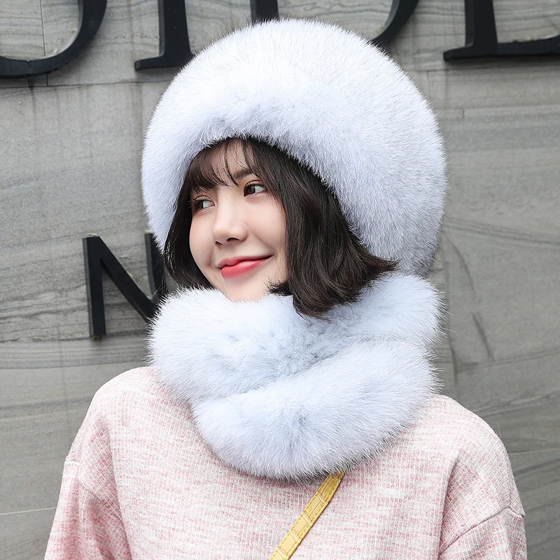 Женская зимняя меховая шапка шапки из натурального Лисьего меха головной убор