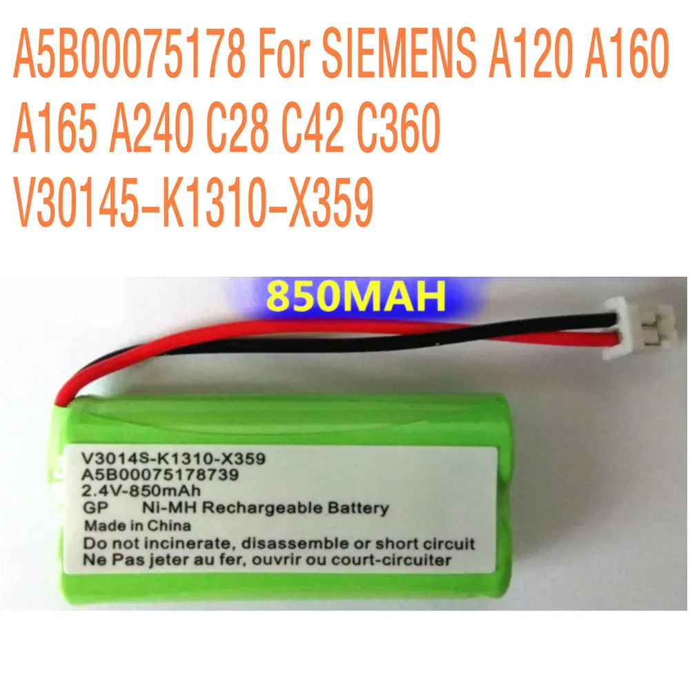A5B00075178 2,4 V 850 мА-ч для SIEMENS A120 A160 A165 A240 C28 C42 C360 V30145-K1310-X359 телефон Высокое качество литий-ионный аккумулятор Батарея