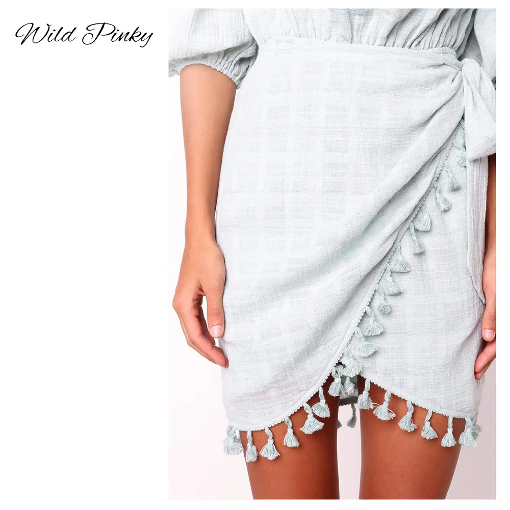 WildPinky 2019 с открытыми плечами кисточкой Этническая короткие женские модельные