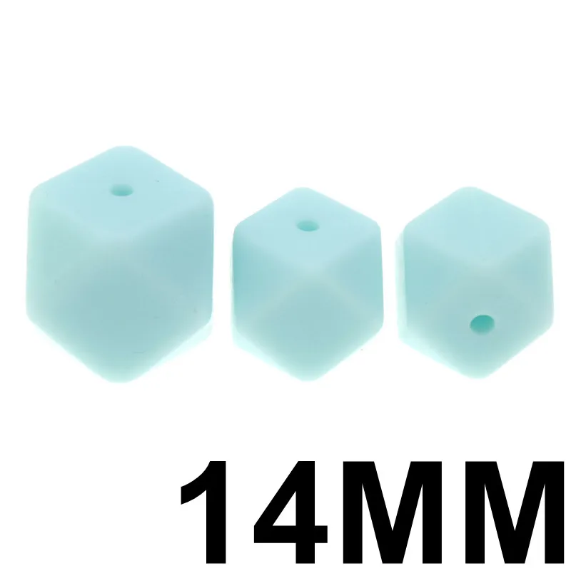 62 Blue Green 50 шт. шестигранные Силиконовые бусы для прорезывания зубов 14 мм Детские кусающие бусы ожерелье зубы бусины Diy жевательные силиконовые дентиционы ювелирные изделия - Цвет: 62 Blue Green