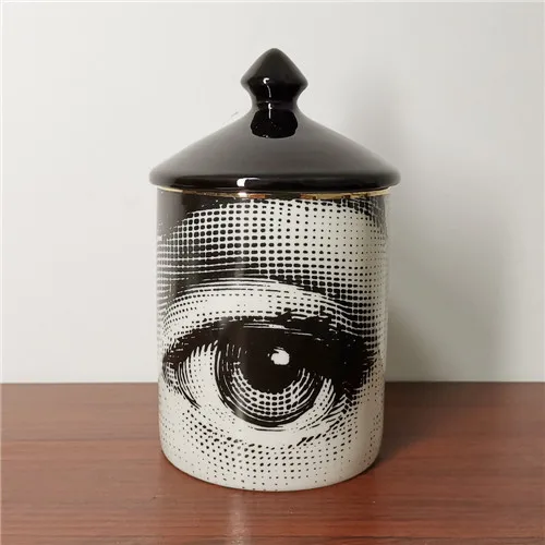 Классический подсвечник Fornasetti с черной крышкой керамический контейнер для хранения художественный подсвечник ретро корзины ручной работы для хранения баночек домашний декор - Цвет: 5