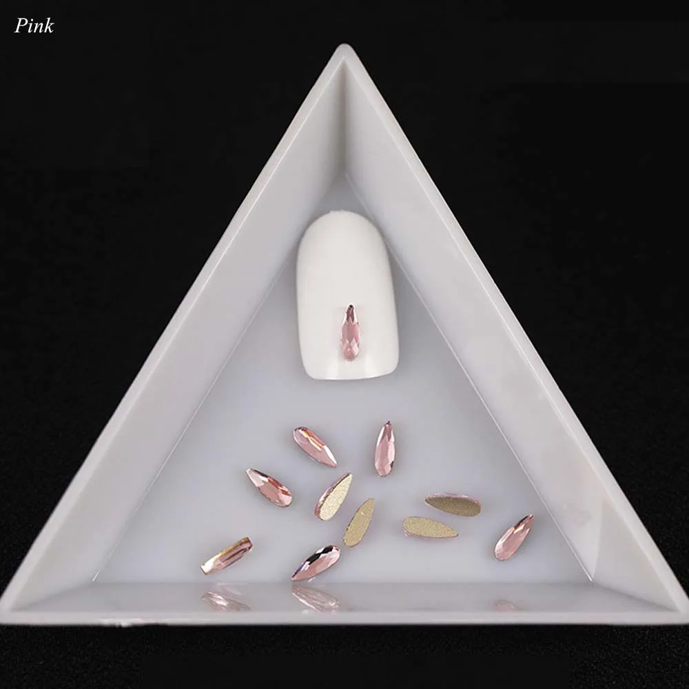 Pink 10 шт Блестящий Кристалл капли воды Дизайн ногтей Стразы для страз 3D очаровательный камень плоская задняя часть ювелирные изделия Маникюр украшения для ногтей Совет CH1007 - Цвет: Pink