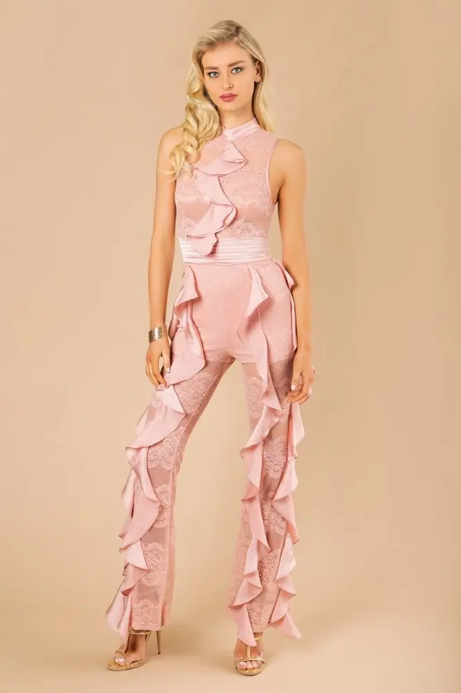 3 цвета Celebrity Pink черного, желтого цвета без рукавов Кружево выдалбливают повязку комбинезон полной длины пикантные Вечеринка комбинезон