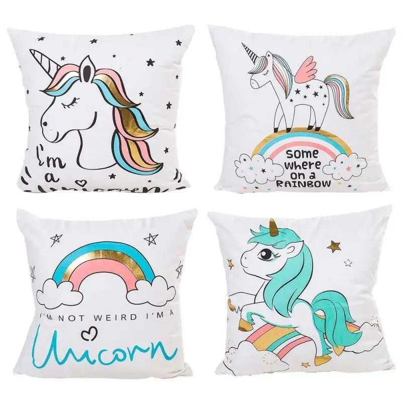 Единорог Bronzing Чехлы золото печатных наволочка декоративная Площадь бросок