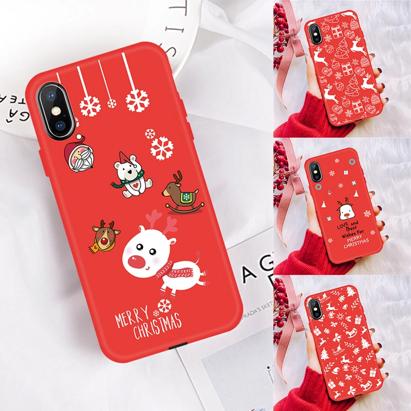 KK PINK Christmas Tree Phone Case For iPhone XS MAX XR 8 7 Plus Santa Claus Snowman Max 6S 6 TPU Silicone Cover |