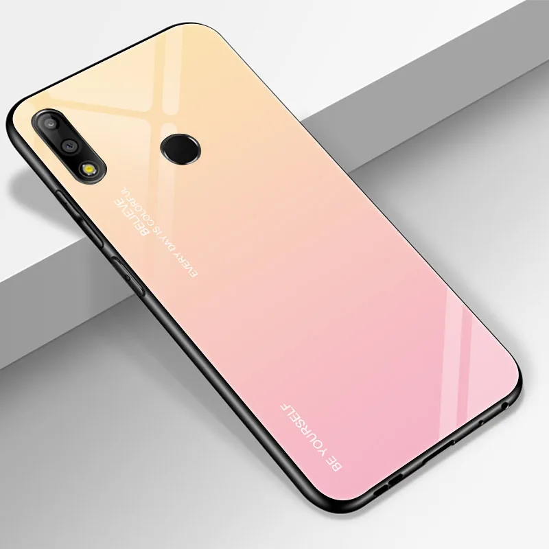 01 Градиентные чехлы с закаленным стеклом для ASUS Zenfone Max Pro M2 M1 ZB601KL ZB602KL ZB631KL ZB633KL Aurora, разноцветный стеклянный чехол - Цвет: 01