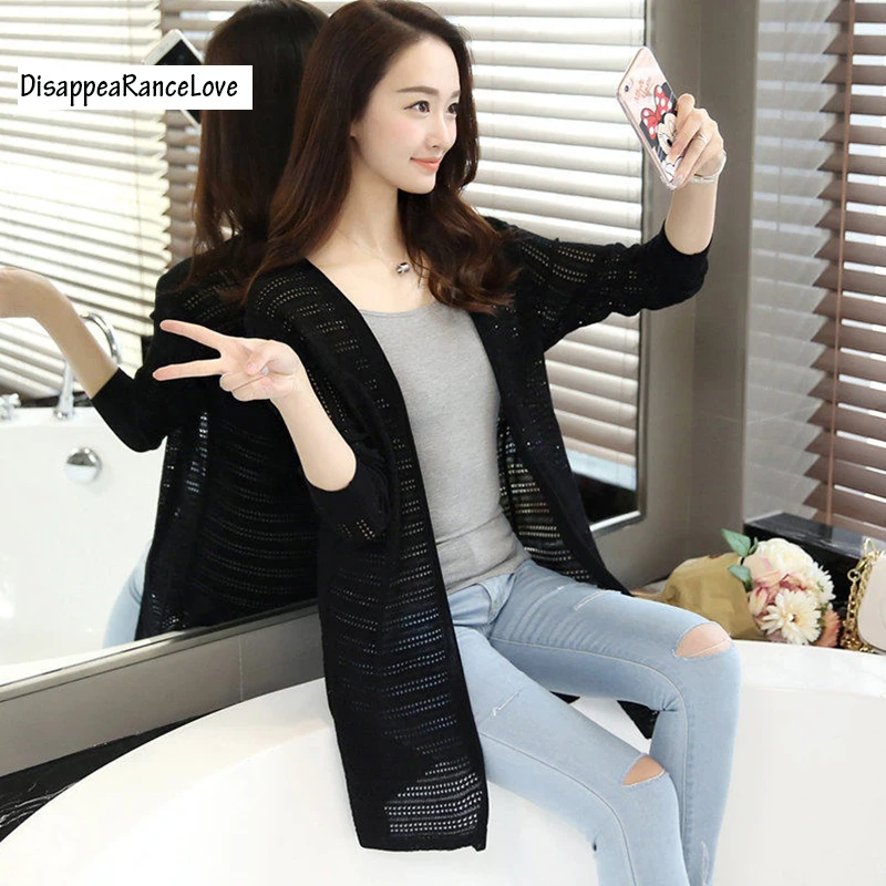 Новое поступление весна-лето 2020 вязаный тонкий кардиган средней длины свитер