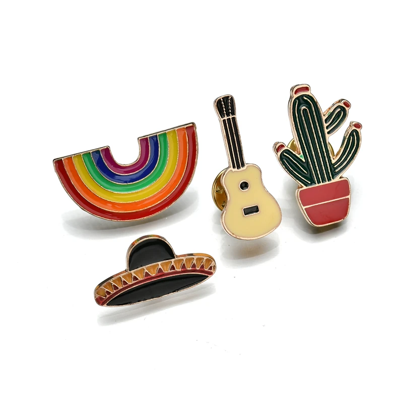 MissCyCy Милая Радужная Кепка в виде гитары кактус Броши для женщин модная брошь
