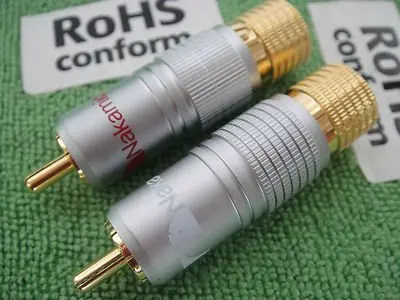 Золотой RCA винт NAKAMICHI без пайки бесплатный аудио кабель Разъем штекер 44A|solderless