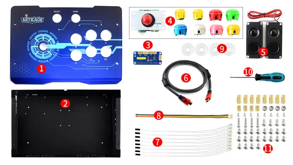 Waveshare Arcade-C-1P набор аксессуаров аркадная консоль строительный комплект для Raspberry Pi 1 плеер поддерживает RetroPie/KODI