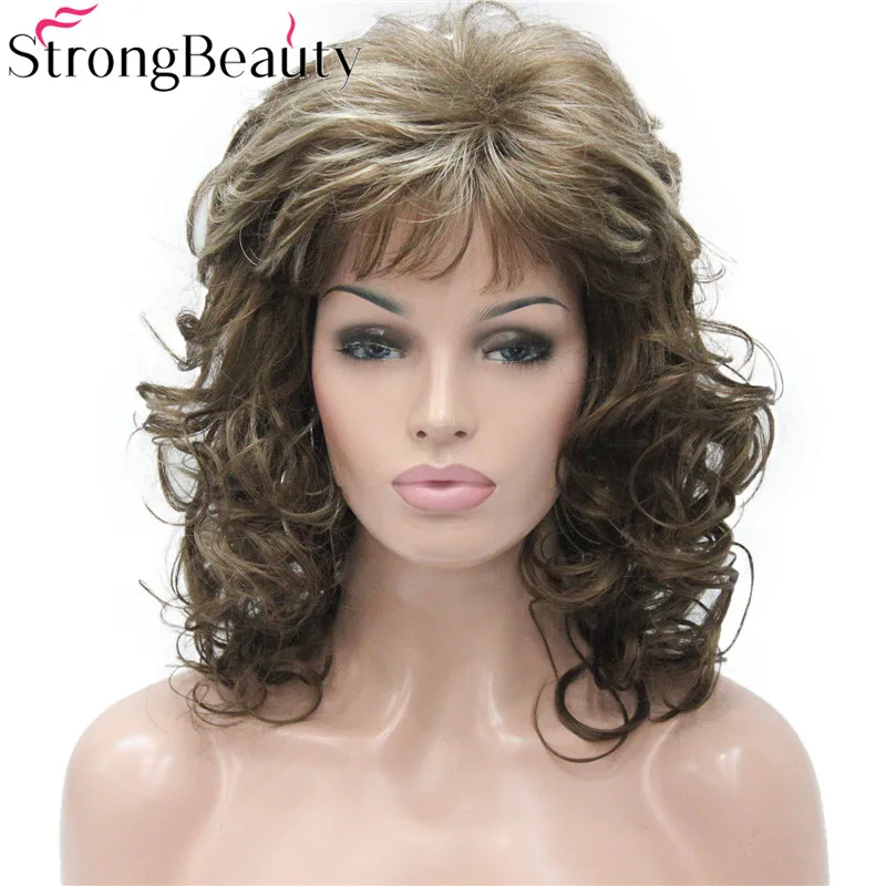 StrongBeauty длинные вьющиеся бордовые парики женские синтетические светлые волосы
