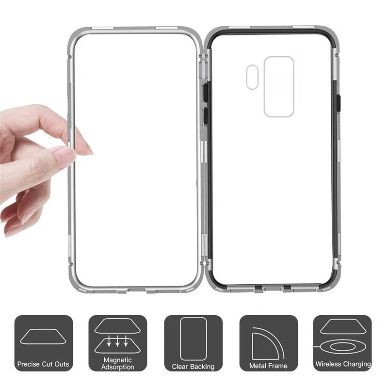 Чехол для телефона с магнитным закаленным стеклом Samsung S8 S9 S10 S10E Plus note 8 9 10 A20 A20S A30