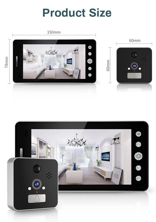 Saful 5 ''дверная камера WIFI глазок для дверной звонок для умного дома цифровой с детектором движения и ночным видением