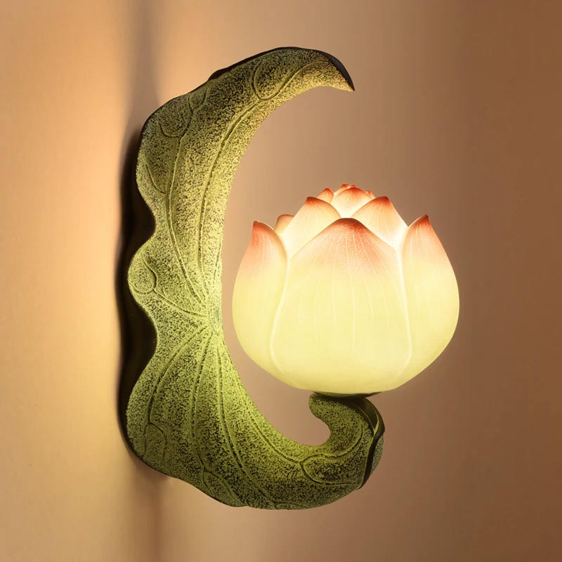 

Creative Chinese Wall Lamp Study Background Corridor Wall Light Aisle Balcony Bedside Stair Lotus Sconce Decoration Lighting