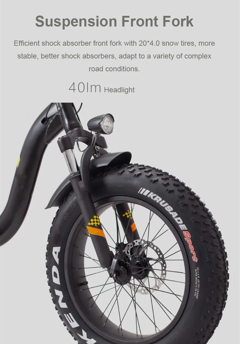 20 дюймов электрический велосипед 48V500W bafang мотор Снежный жир ebike 4,0 широкая шина 7 скоростей складной Электрический горный велосипед