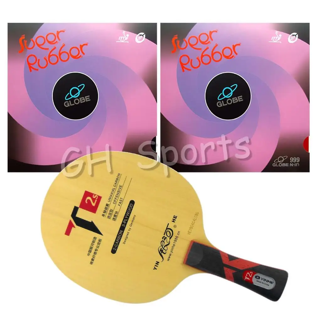 YINHE T2s T-2s T 2s Table Tennis Blade With 2x Globe 999 Pips-In Rubber With Sponge for a PingPong Racket Long shakehand FL