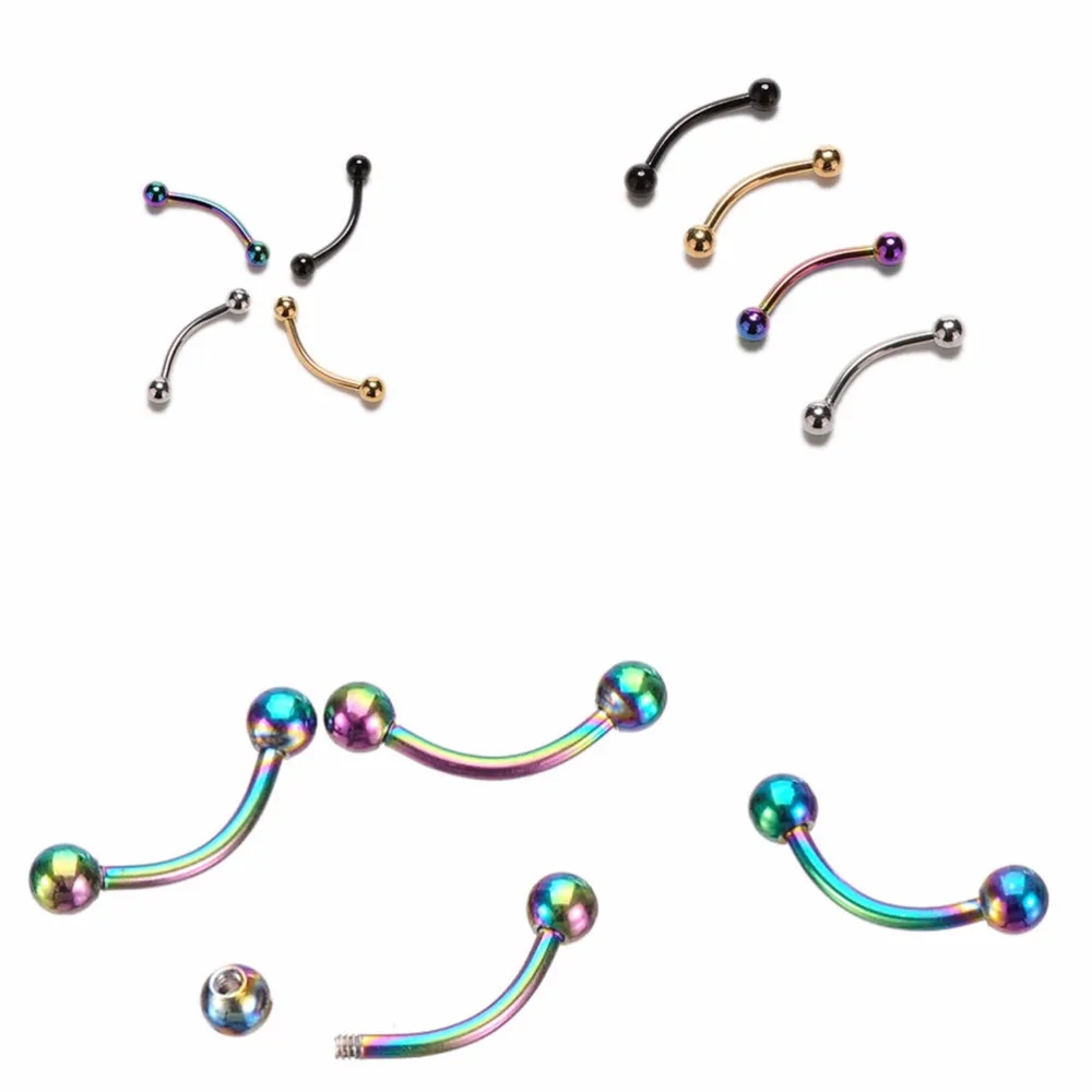 Stainless Steel Curved Barbell Ball Eyebrow Ring Piercing Nose Lip Tongue 4Colors Body Jewelry | Украшения и аксессуары