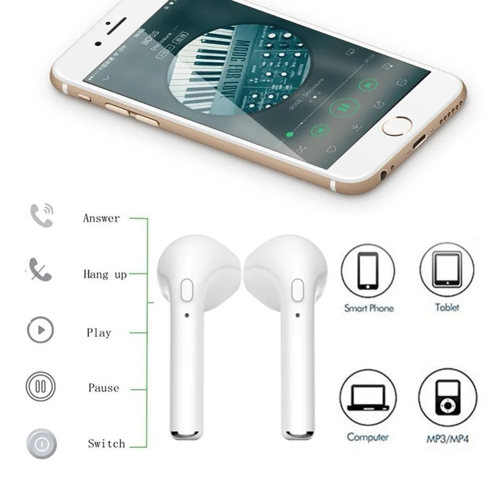 I7s TWS bluetooth гарнитура беспроводная спортивная с зарядным ящиком i7s подходит для