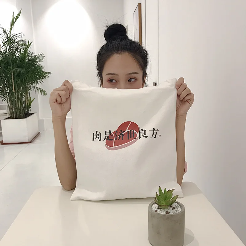 Модные женские классические простые холщовые сумки на молнии с мультяшным