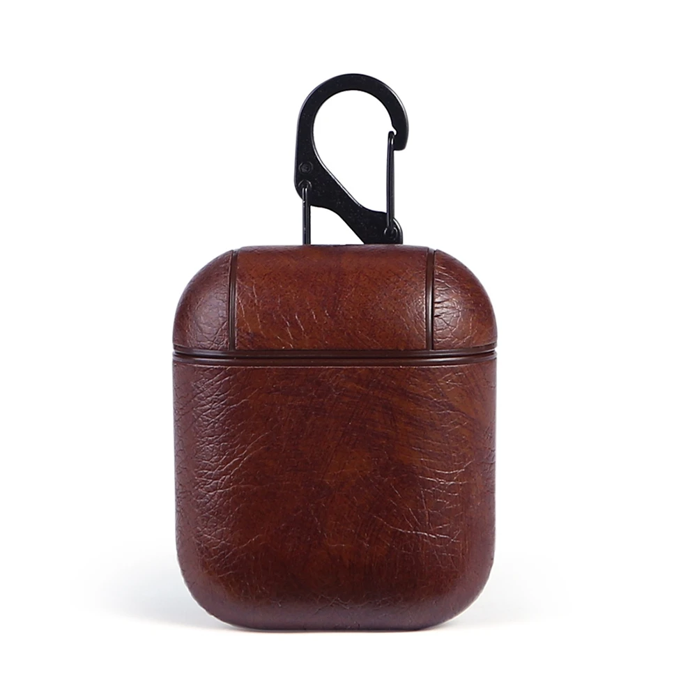 

Leather Hook Case For AirPods Vintage Matte For Apple Airpods Luxury Protective Storage Bag Black Brown Drop shipping