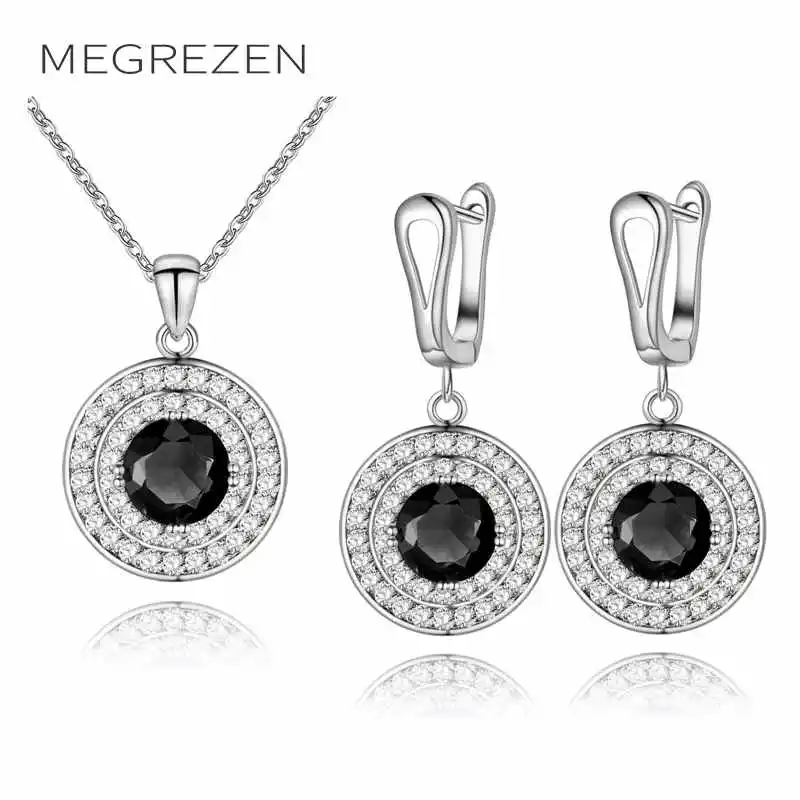 Ювелирные наборы MEGREZEN из кубического циркония ожерелье серьги с камнями
