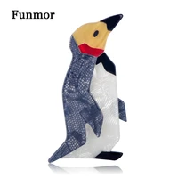 funmor kawaii penguin acrylic shape brooches for women kids gift animal brooch badge handmade limited edition bag hat decoration