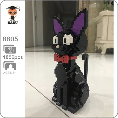 JiJi Black Cat Розовый медведь Шиба порода собака кошка Хаски бульдог Бог богатства животное домашнее животное 3D модель алмаз Мини Строительные подарочные игрушечные блоки - Цвет: JiJi Black Cat