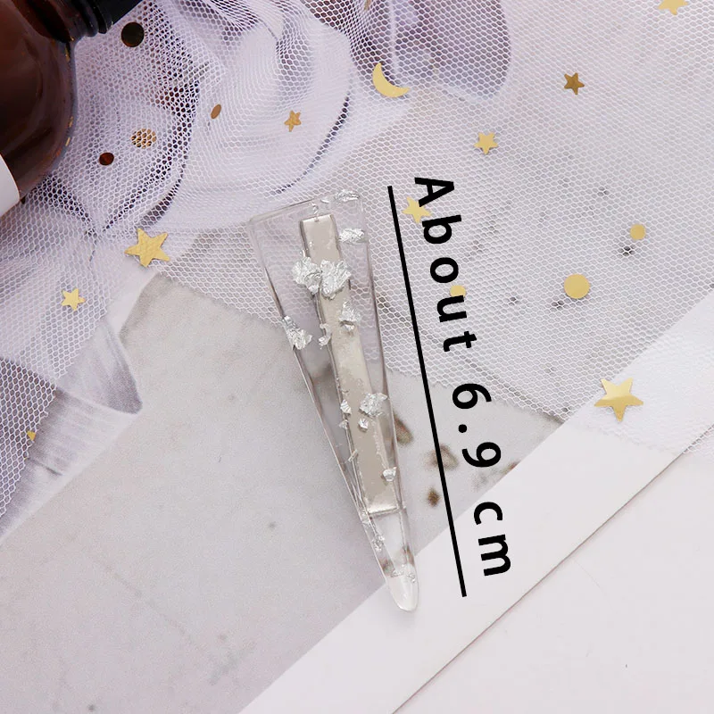 Silver Triangle 1 New Fantasy Acetate Gold Silver Foil Geometric Hair Clips Women Girls Sweet Hairpins Headband Hair Claws Hair Accessories - Цвет: Silver Triangle 1