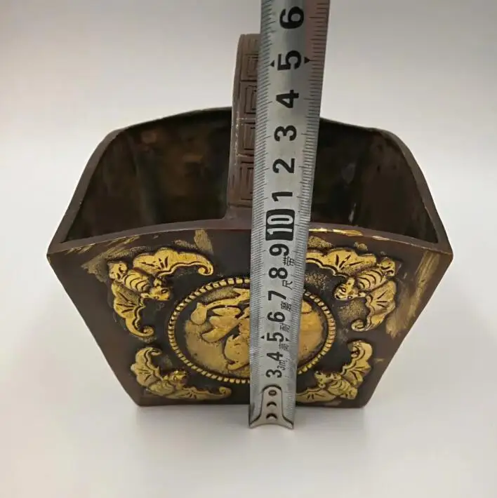 

Chinese archaize pure brass wealth treasure basket handicraft