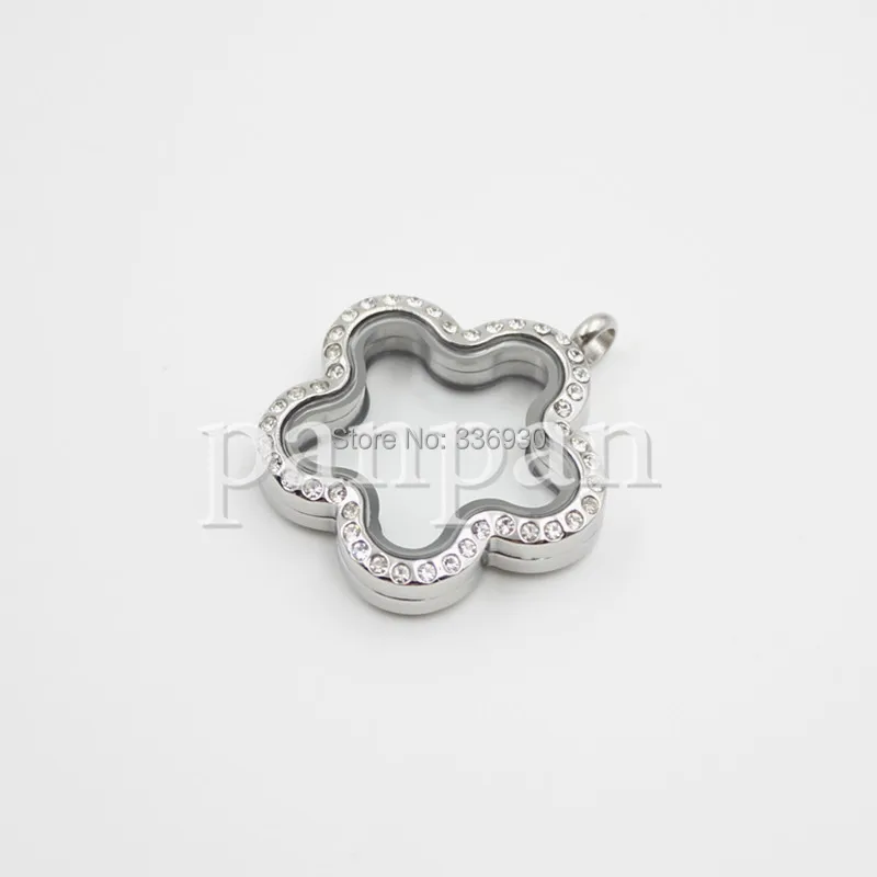 Carvort flower living locket with crystals 316L Stainless steel magnetic floating | Charms