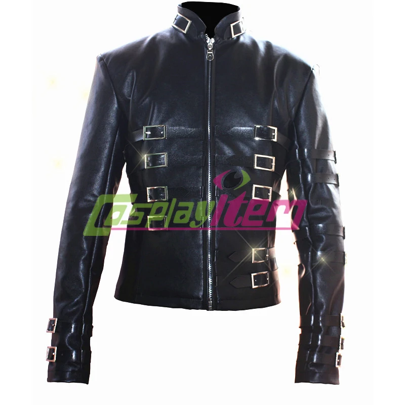 Индивидуальные 1985 года Майкла Джексона Bad Черная Кожаная Куртка Костюм Майкл