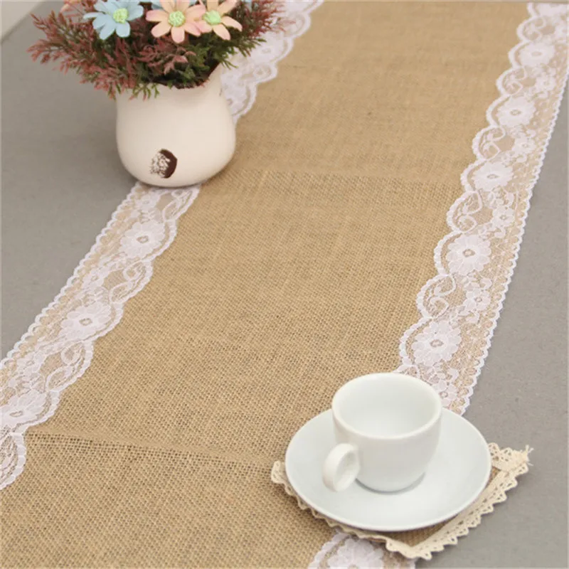 Деревенская Мешковина кружевная Свадебная настольная дорожка вечерние