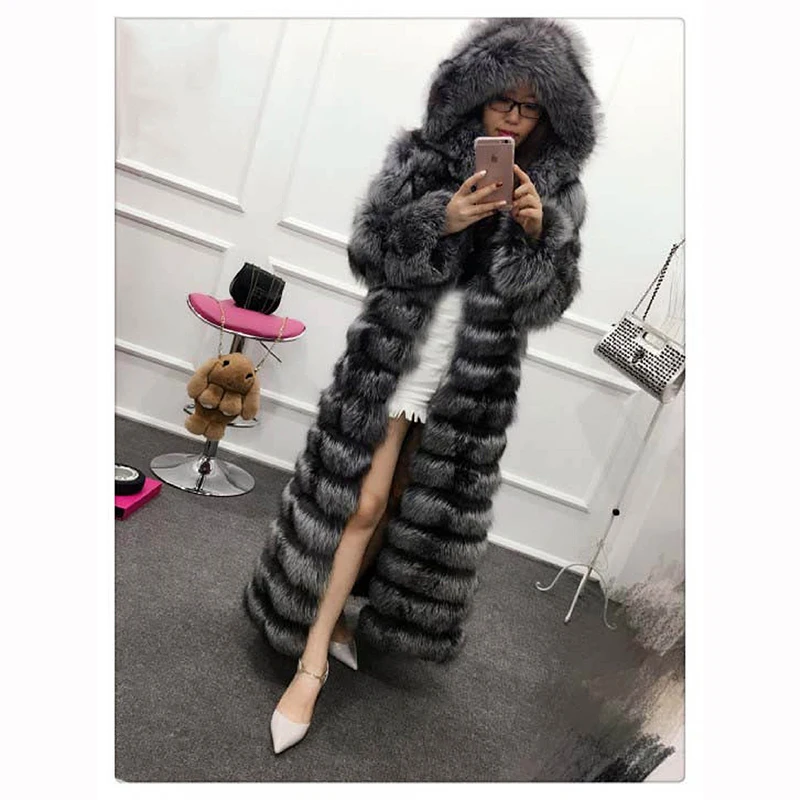 Роскошное меховое пальто Tatyana Furclub, натуральное меховое пальто, длинное зимнее меховое пальто с капюшоном, женское меховое пальто, женская куртка