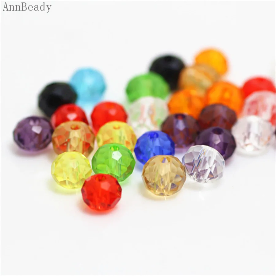 mixed AnnBeady, одноцветные красные, серебристые, 4x6 мм, 50 шт., австрийские граненые стеклянные бусины Rondelle, бусины для изготовления ювелирных изделий - Цвет: mixed