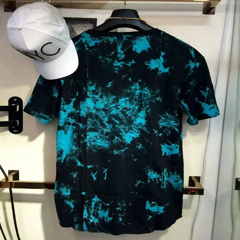 2017 бальзам хип хоп Уличная футболка галстук краситель топы тройник удлиненная