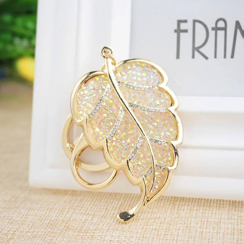 Роскошный подарок высококачественный брелок с листьями из горного хрусталя