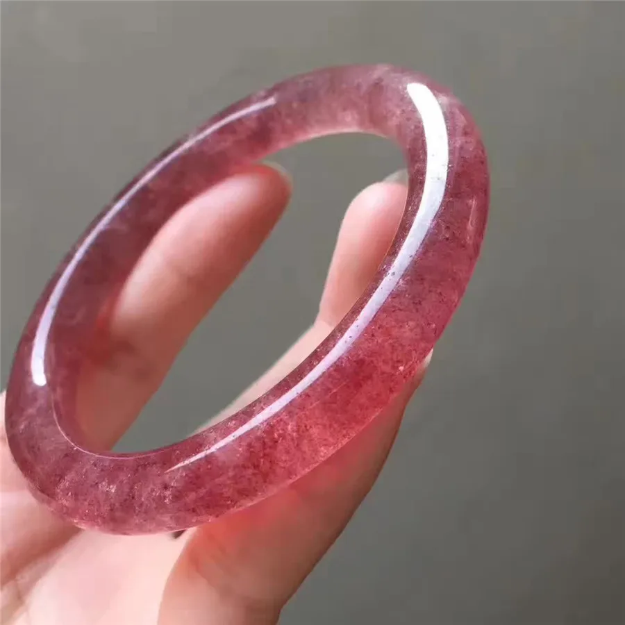 

Genuine Natural Red Strawberry Quartz Gemstone Crystal Round Fashion Woman Bangle 55mm 56mm 57mm 58mm 59mm 60mm 61mm AAAAA
