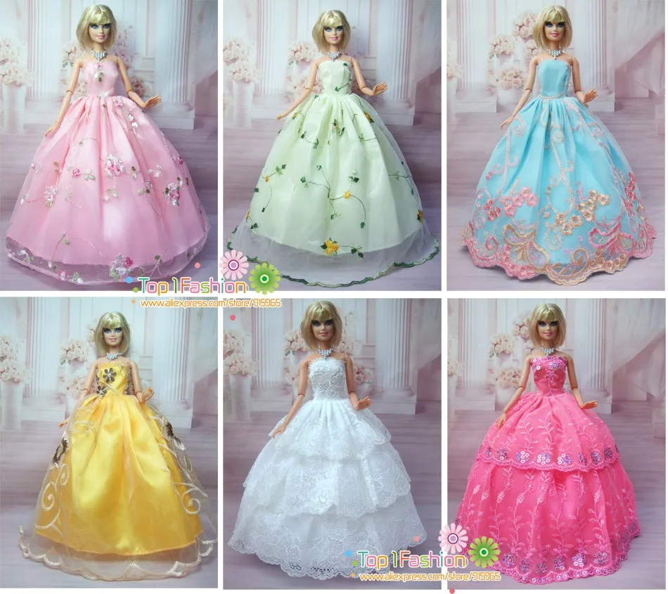 15items=5 Wedding Dress Princess Gown+5 shoes+5accessories Clothes Gown For Barbie doll | Игрушки и хобби