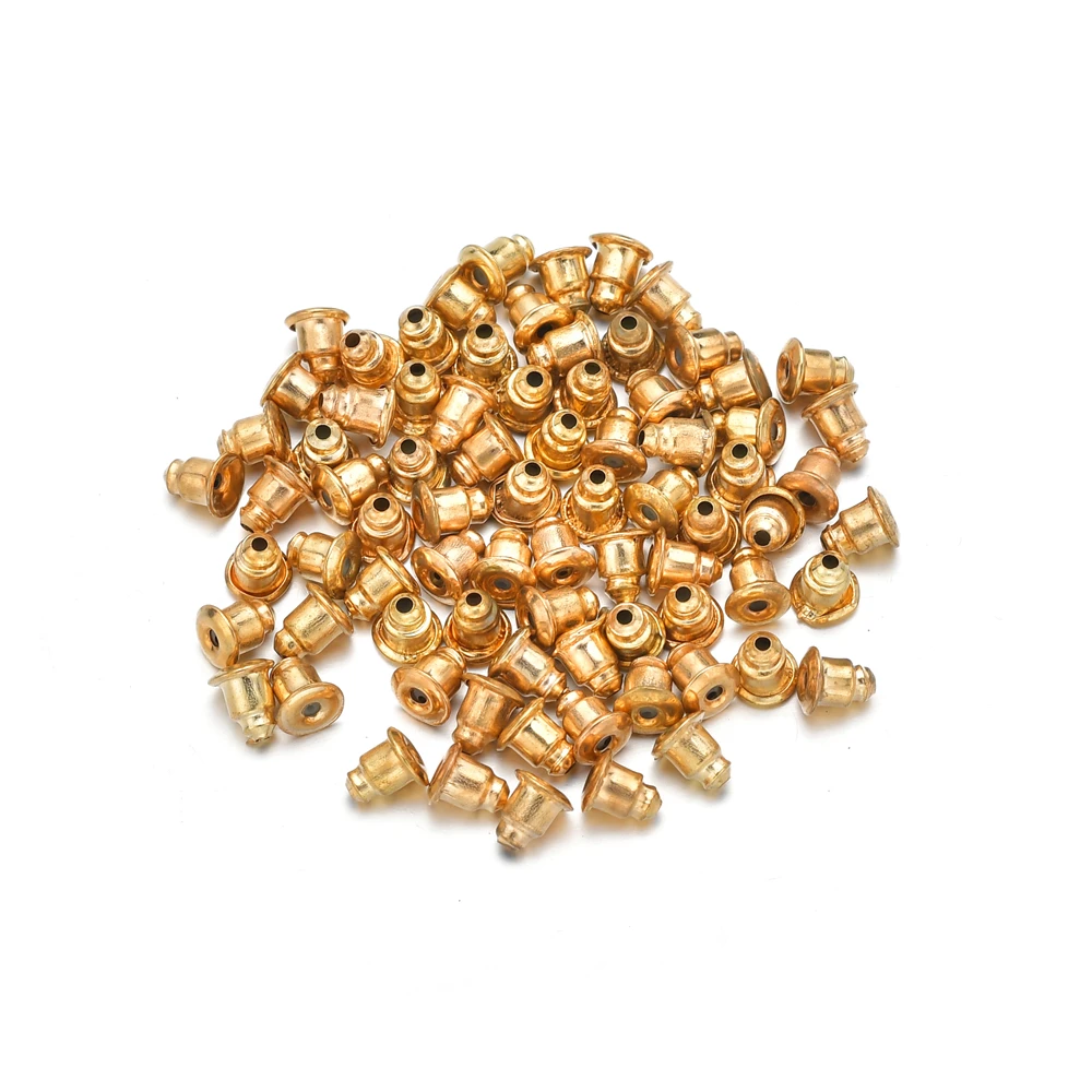 100 шт./лот металлические круглые жесткие серьги закрытые резиновые сделай сам