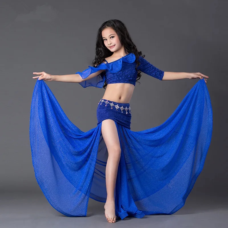 Children child girl Bellydance oriental Belly haie swinging baladi eastern Indian dance dancing costume bra belt skirt dress set |