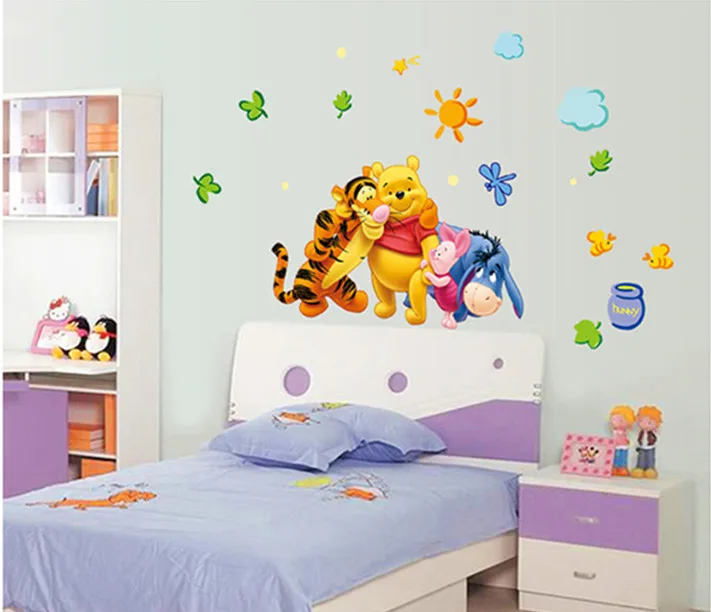 Маленький Медведь Дерево животные мультфильм наклейки на стену для детской