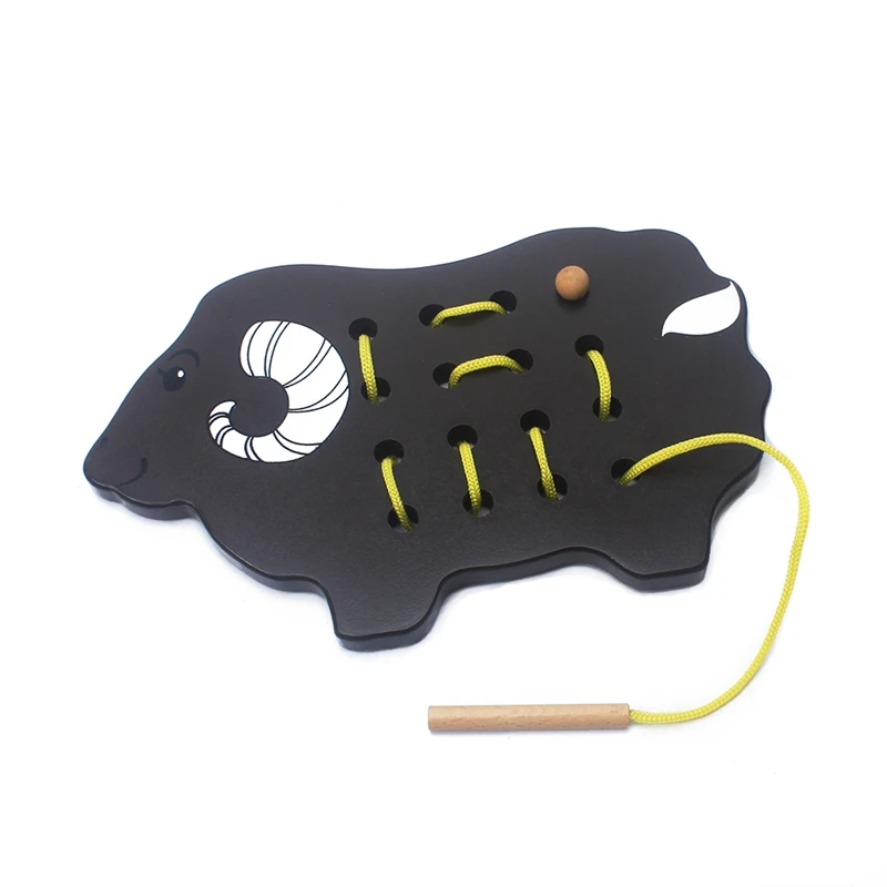 Монтессори развивающие игрушки рыбы/верблюда/Овцы Threading Board ручная работа линия