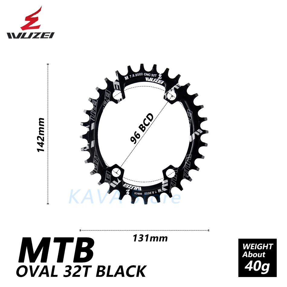 Wuzei 96BCD MTB велосипедная Звездочка широкий узкий Звездочка 32/34/36T Овальный/круглый рукоятка передняя Звездочка для Shimano M7000 M8000 M9000 - Цвет: Oval black 32T