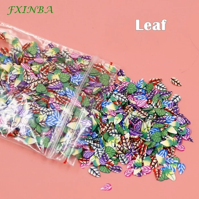 Leaf Fxinba 1000 шт./упак. мини фимо фрукты Ломтики для поставки слаймов/ногти Нейл Арта, полимерная глина, Шлама Игрушки Лизун "сделай сам" - Цвет: Leaf