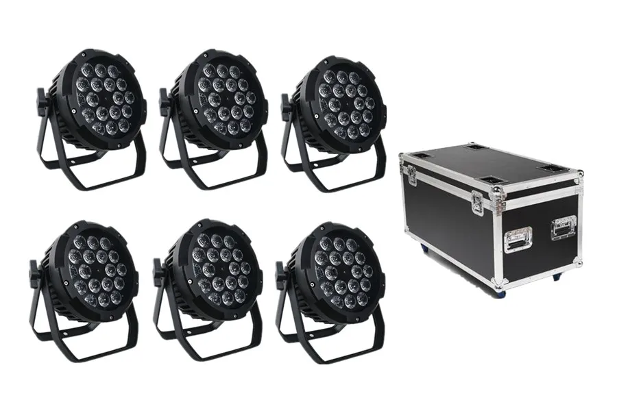 6 pcs Flycase Packed 18x12 Вт IP65 Водонепроницаемый светодиодный светильник RGBW 4в1 led parcan DMX512 сценический светильник ing 8ch светодиодный светильник для дискотеки для мероприятий, вечеринок, свадьбы - Цвет: 6 pcs Flycase Packed