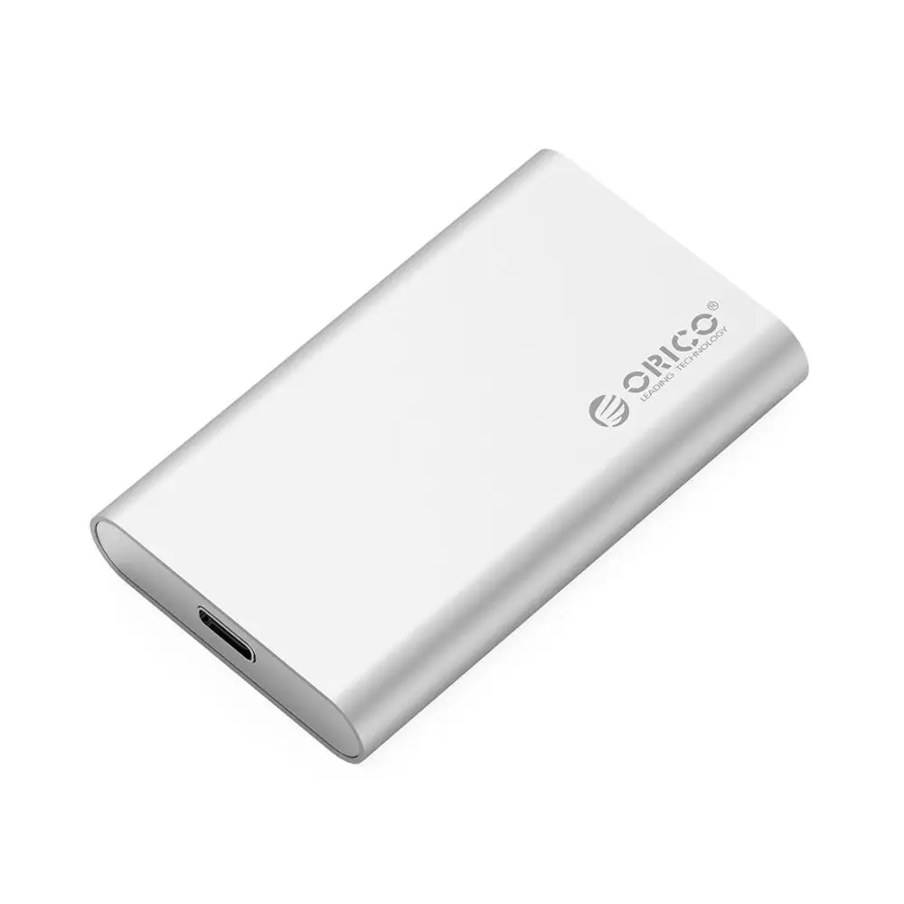 Серебристый ORICO алюминиевый type-C Мини mSATA SSD корпус USB3.1 6 Гбит/с высокоскоростной USB C SSD чехол mSATA винт крепления для Windows/Linux/Mac - Цвет: Серебристый