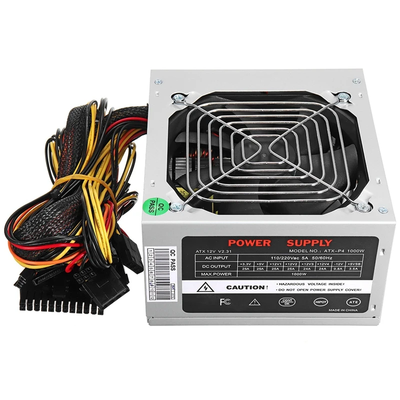 Макс 1000 Вт Atx источник питания тихий вентилятор для Intel Amd Pc Psu компьютер Шахтер Us