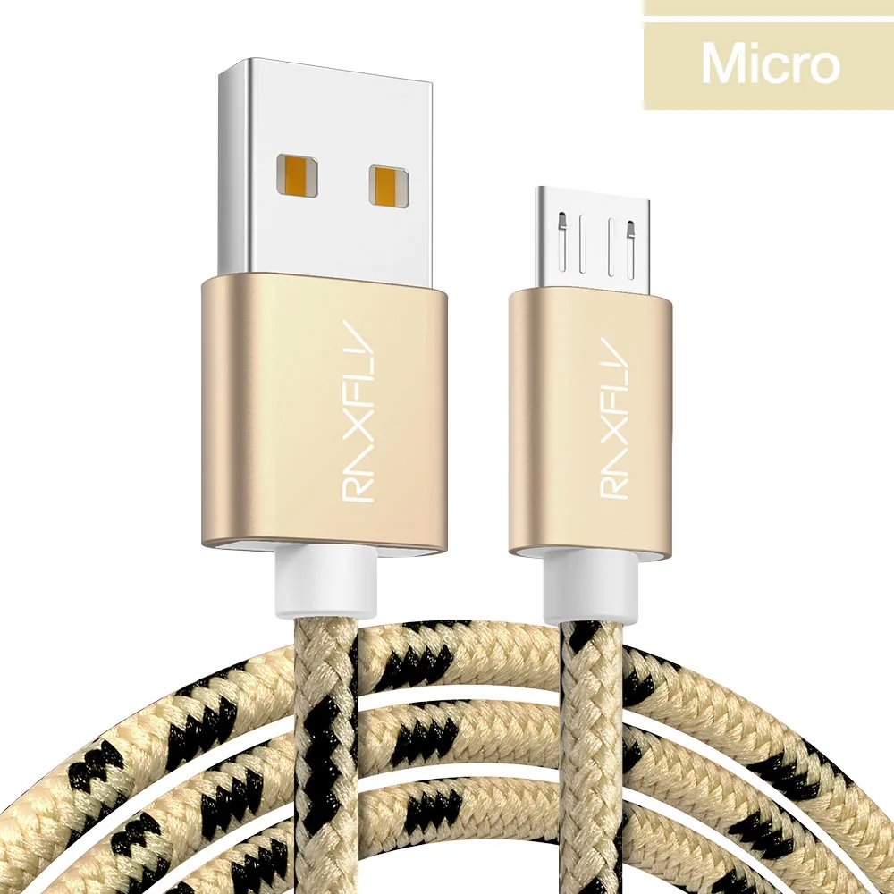 Golden 1 Кабель RAXFLY Micro USB для samsung S4 S5 S6 Edge 0,5 M/1 M/2 M Micro usb зарядный провод для Xiaomi Note 4 4X5 Plus Синхронизация данных - Цвет: Golden 1