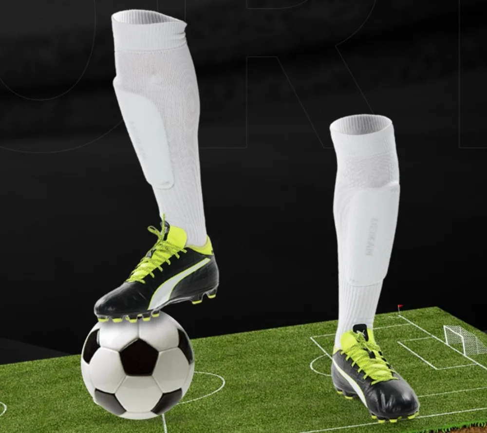 

1 Pair New Professional CoolMax Mens Soccer Socks (39-42) With Shins Guard Pad Double-layer pluggable Knee football sports Sock