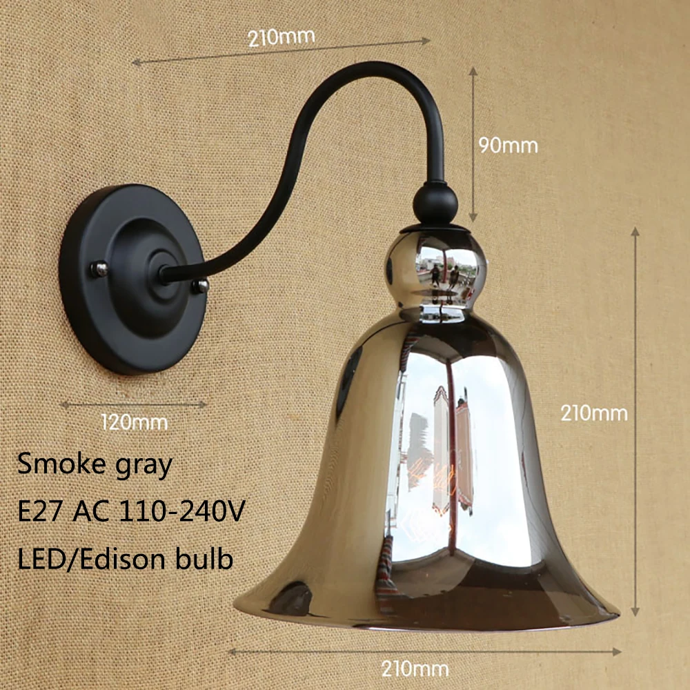 Винтажные Настенные светильники 4 цветов лампы из голубого стекла для спальни